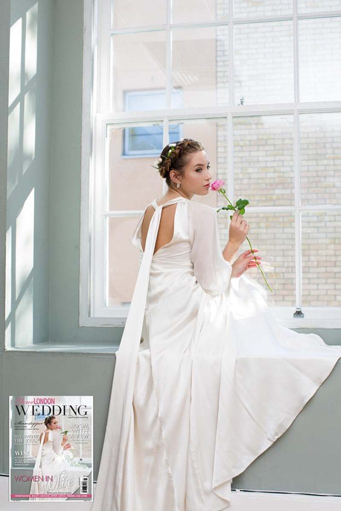 london-wedding-magazine-cover-bride-belle-and-bunty-silk-slinky-wedding-dress